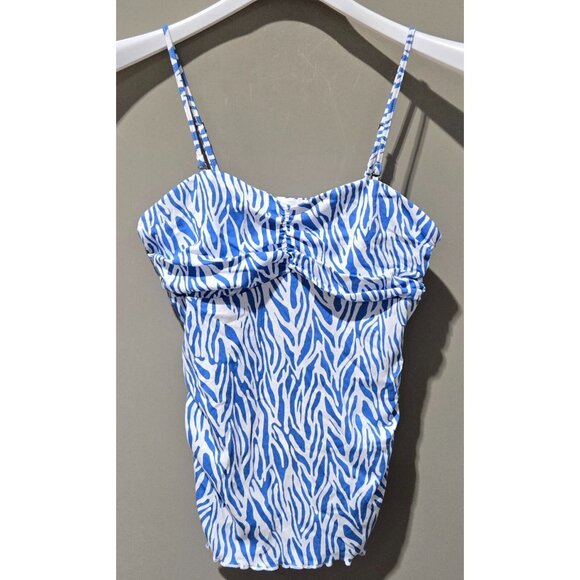 Diane Von Furstenberg Size Small 4/6 Blue Sea Twig Tube Top w/ Optional Straps - Picture 1 of 8